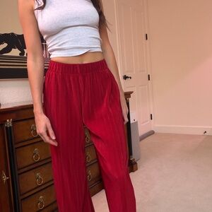 SOLD - Abercrombie & Fitch Women's Vibrant Red Wide Leg Pants
